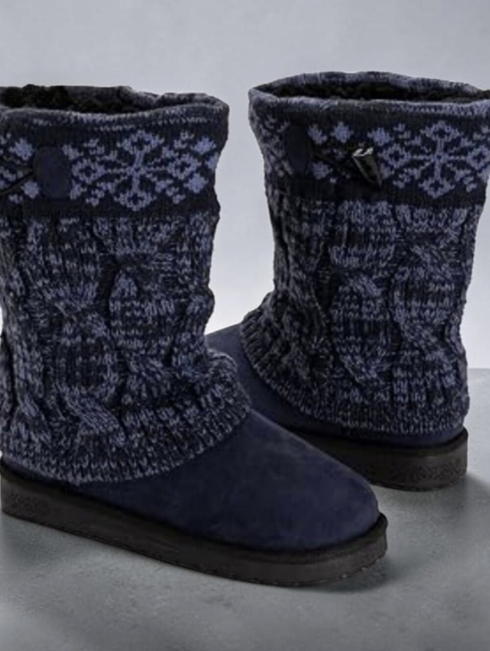 Muk Luks Navy Knit-Trim Winter Boots